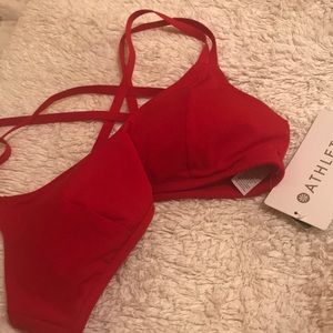 Athleta South Swell Red Strapy swimsuit top